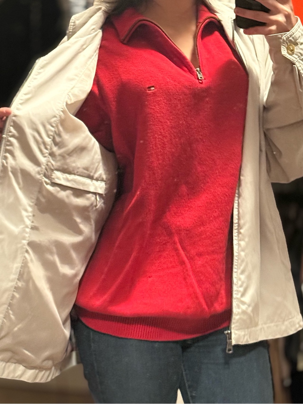 Men’s Tommy Hilfiger Bright Red Quarter-Zip Turtleneck Sweater